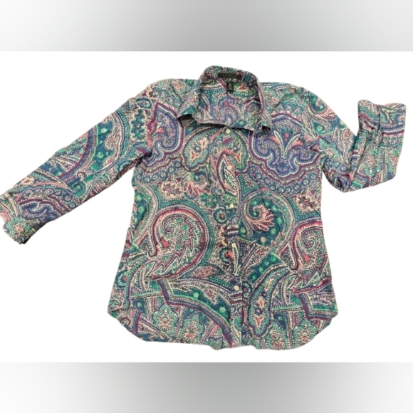 Lauren Ralph Lauren Tops - Lauren Ralph Lauren Paisley Top Size Medium. Blue Purple Green